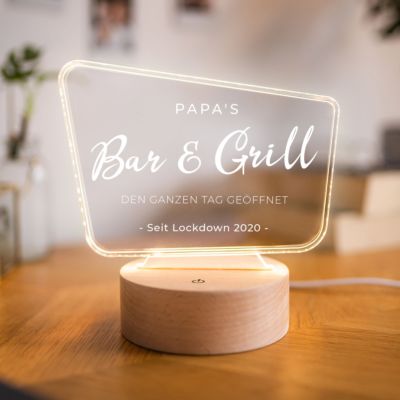 Personalisierbare LED-Lampe im Werbetafel-Design