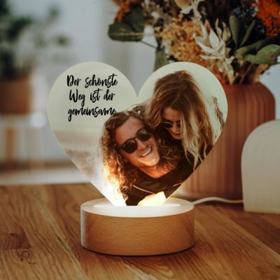 Personalisierbare Herz-Lampe mit Foto und Text Personalisierbare Herz-Lampe mit Foto und Text