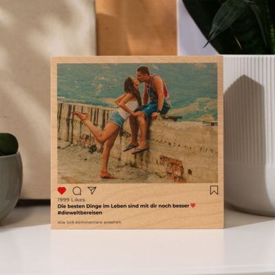 Personalisierbarer Holzblock im Instagram-Style