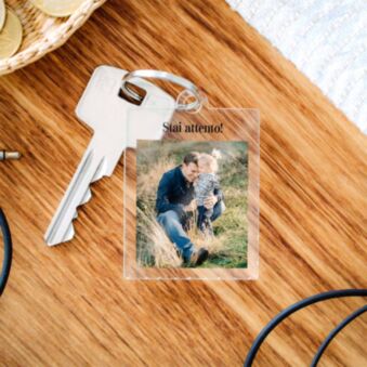 Portachiavi Personalizzato in Acrilico con Foto e Testo