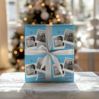 Papier cadeau personnalisé avec photos et message