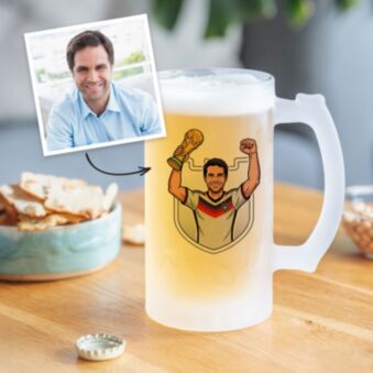 Chope de bière personnalisée avec photo - Style Comics