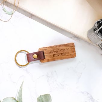 Gepersonaliseerde Houten Sleutelhanger met Tekst