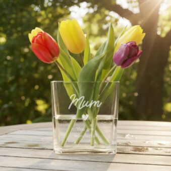 Personalised Flower Vase with Text and Symbol