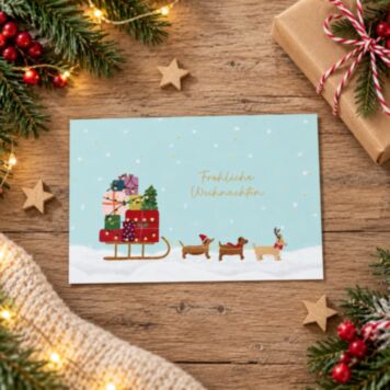 Hundeschlitten Weihnachtskarte
