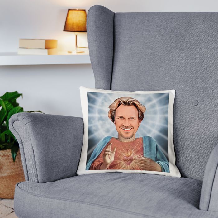 Personalisierbarer Kissenbezug mit Heiligenschein und Gesicht main product photo