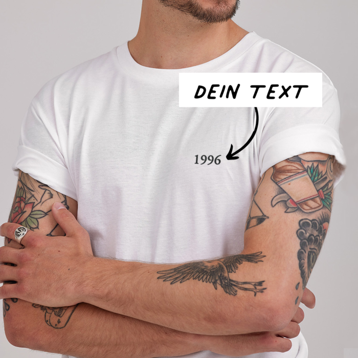 Besticktes T-Shirt Weiß mit Text