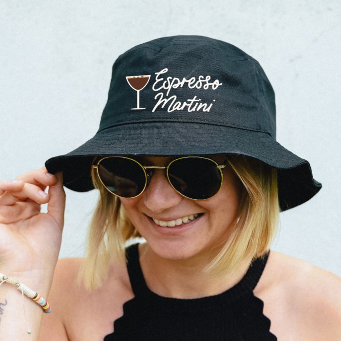 Personalisierbarer Bucket Hat mit Symbol und Text