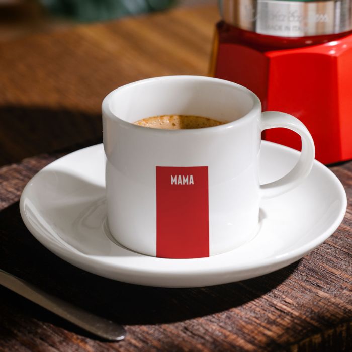 Personalisierbare Espresso Tasse mit Namen und Hintergrund