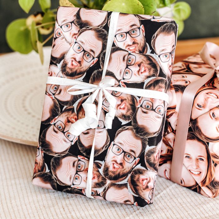 Personalisierbares Geschenkpapier mit Gesicht