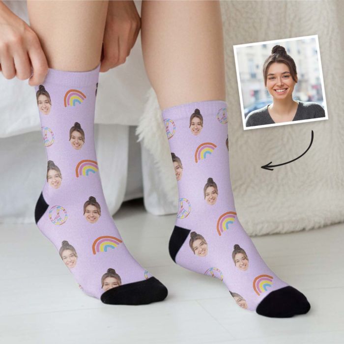 Personalisierbare Socken mit Gesicht und Hintergründen