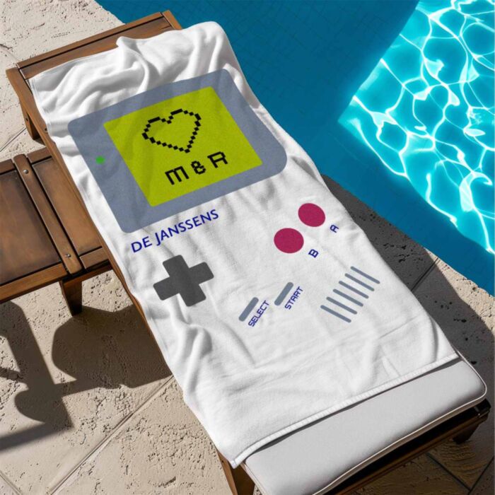 Personalisierbares Handtuch mit Spielkonsole und Text