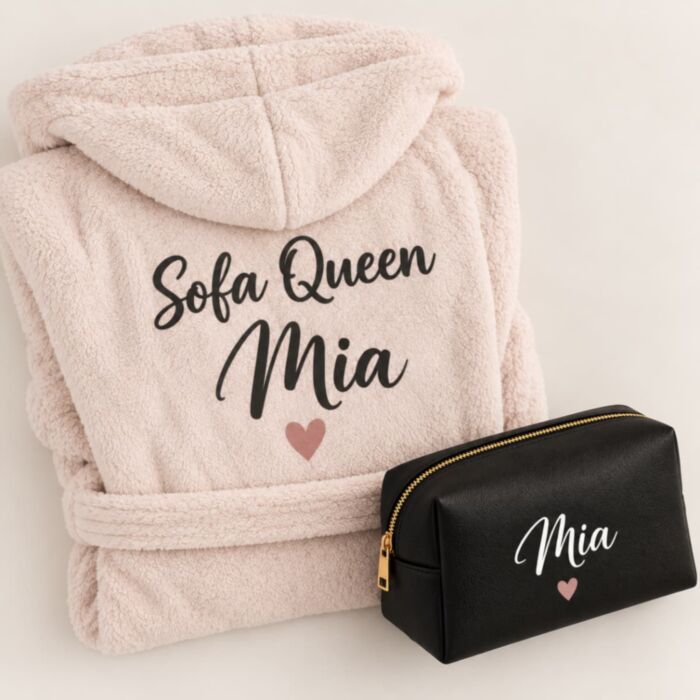 Geschenkset Bademantel und Kosmetiktasche