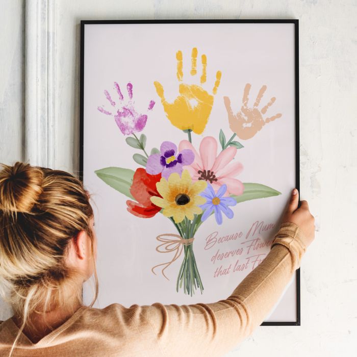 Personalisierbares Poster Blumenstrauß mit Handabdruck