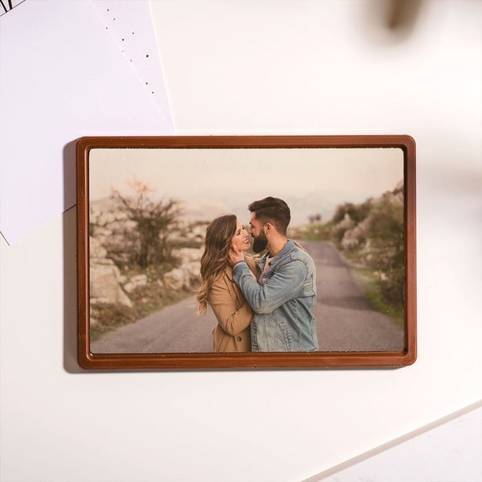 Personalisierte Schokolade als Karte mit Foto