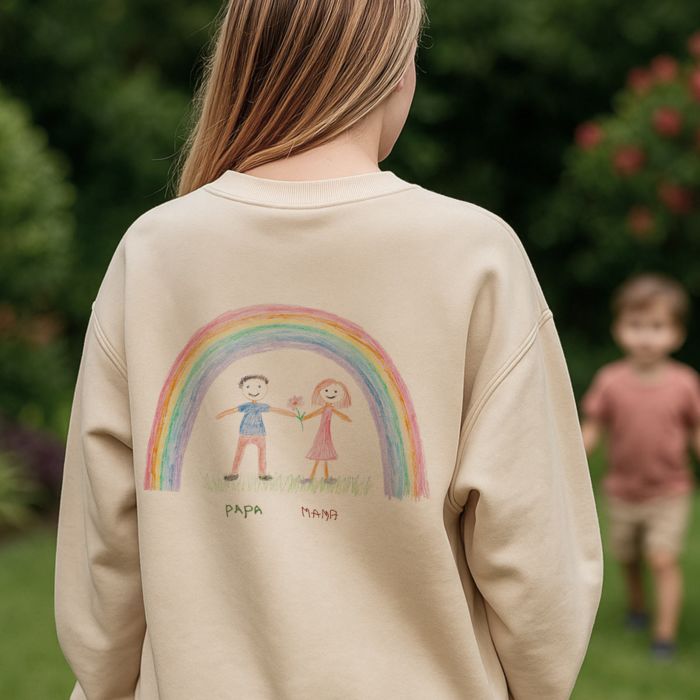 Personalisierbarer Pullover mit deiner Zeichnung vorne und hinten