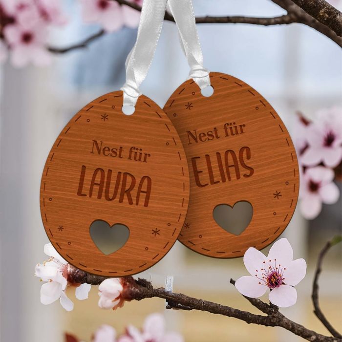 Personalisierbarer Anhänger Osterei 2er-Set mit Text