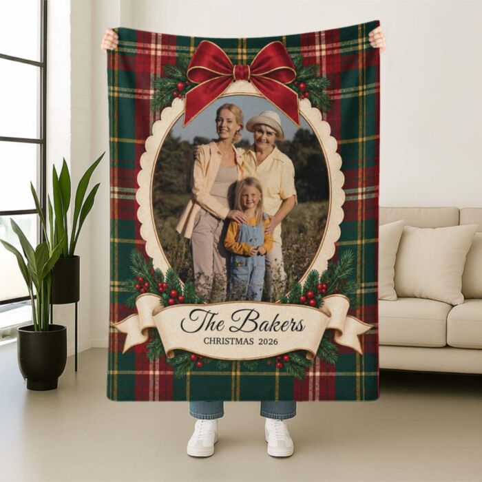 Kuscheldecke mit Foto und Text – Weihnachtsdesign personalisierbar