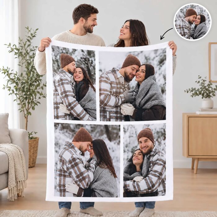 Personalisierbare Decke mit Fotocollage
