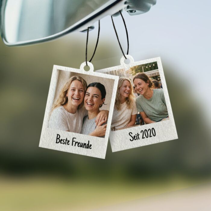 Personalisierbarer Duftbaum 2er Set im Polaroid-Look - Design