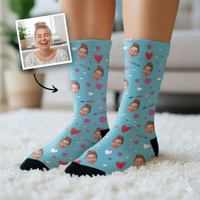 Personalisierbare Socken mit Gesicht und Liebes-Designs