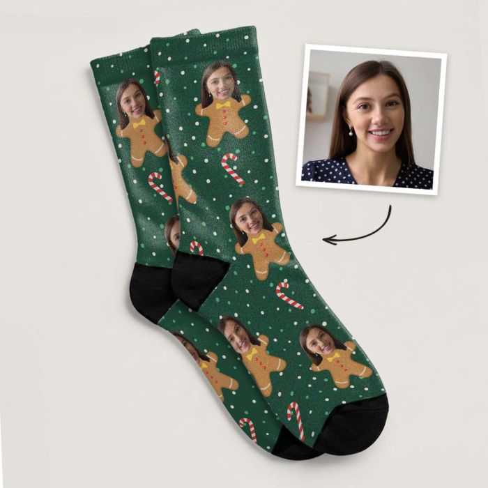 Weihnachtssocken Multi-Gesicht mit verschiedenen Hintergründen