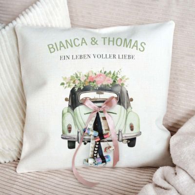 Personalisierbarer Kissenbezug als Geldgeschenk zur Hochzeit