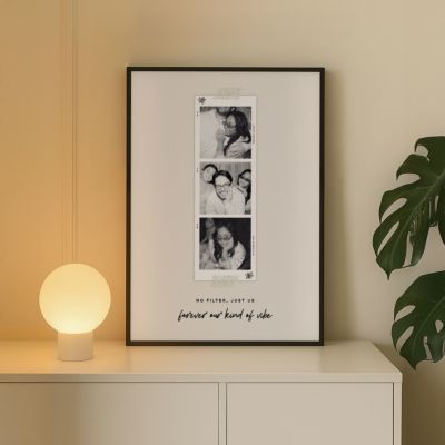 Personalisierbares Poster mit Fotostreifen und Text 