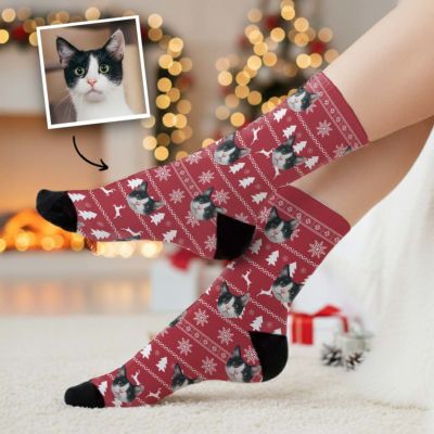 Personalisierbare Weihnachtssocken mit Gesicht und Muster