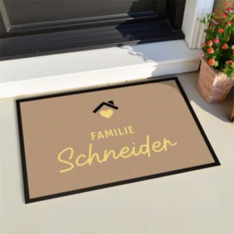 Personalisierbare Fußmatte mit Text und Symbol