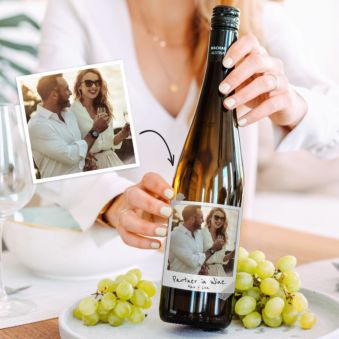 Personalisierbarer Weißwein Polaroid-Look mit Text