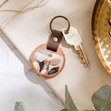 Personalisierbarer Holz Schlüsselanhänger mit Foto