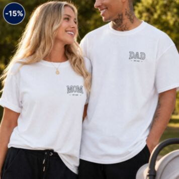 Geschenkset für Eltern T-Shirts mit Jahreszahl, personalisierbar