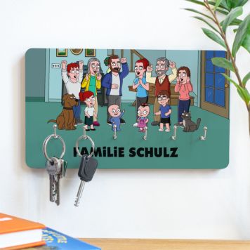 Personalisierbare Schlüsselbrett-Illustration Zeichentrick Familie