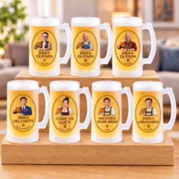 Personalisierbarer Bierkrug mit Logo und Gesicht