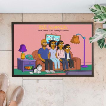 Personalisierbare Fußmatten-Illustration Cartoon Familie