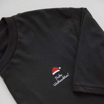 Besticktes T-Shirt Schwarz mit Text und Symbol
