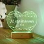 Personalisierbare LED-Lampe Herz mit Lichterkette und Text