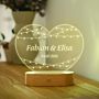 Personalisierbare LED-Lampe Herz mit Lichterkette und Text