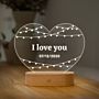 Personalisierbare LED-Lampe Herz mit Lichterkette und Text