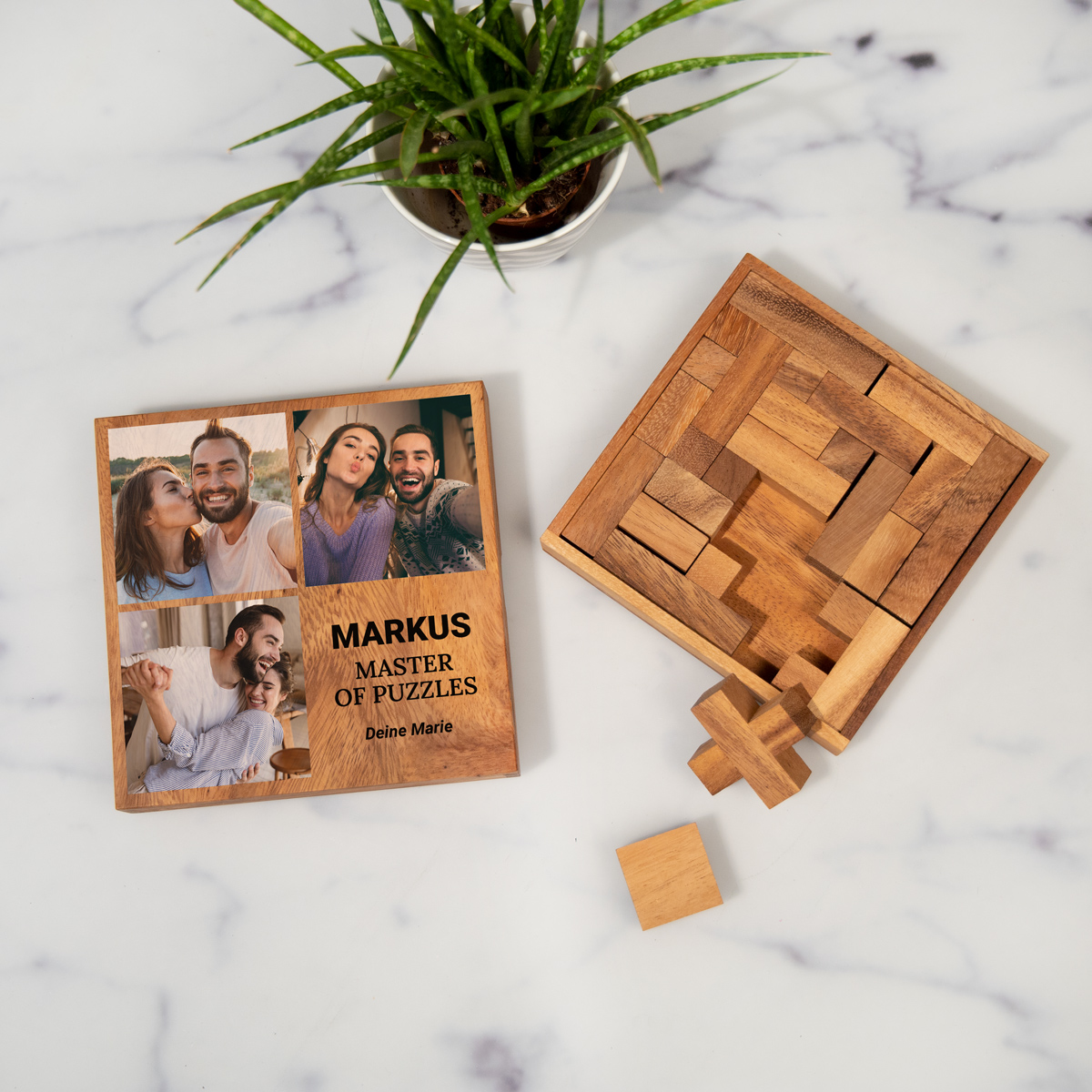 Personalisierbares Denkspiel mit 3 Fotos