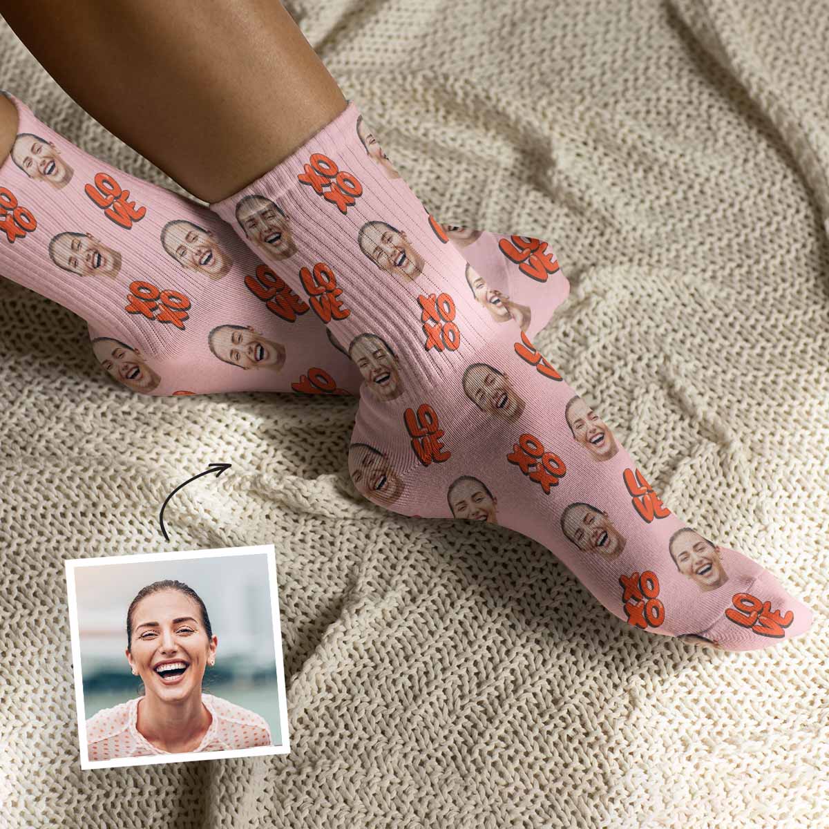 Personalisierbare Socken mit Gesicht und verschiedenen Designs, Valentinstag Geschenk, Geschenk Frauen, Geschenk Freundin, Geschenk Schwester, Witzige Geschenke, Romantische Geschenke, Hochzeitsgeschenk, Kleine Geschenke, Geschenk, Geschenkidee