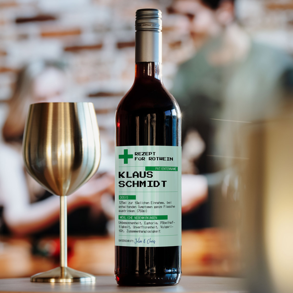 Personalisierbarer Rotwein im Rezept-Design mit Text