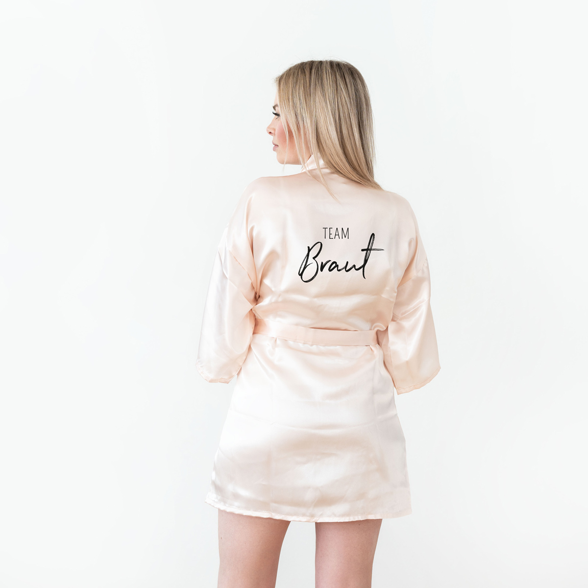 Personalisierbarer Satin Morgenmantel mit Text