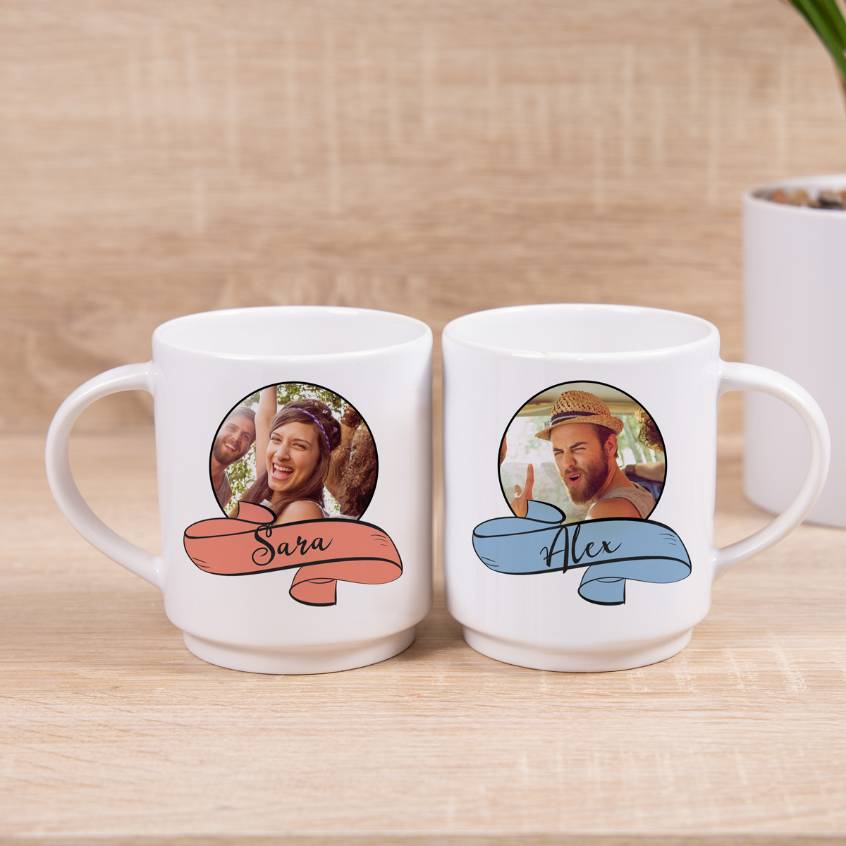 Stapeltasse mit Bild und Text