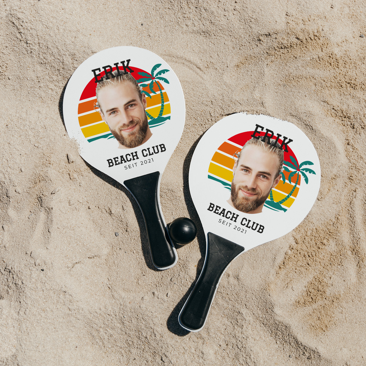 Personalisierbares Strandtennis Set mit Text