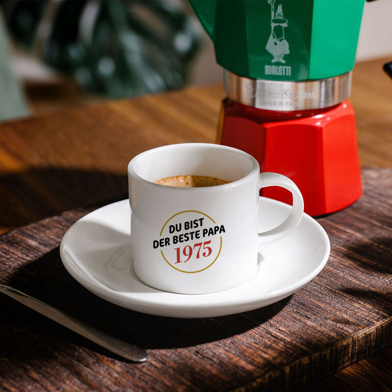 Personalisierbare Espresso Tasse mit Namen und Jahreszahl