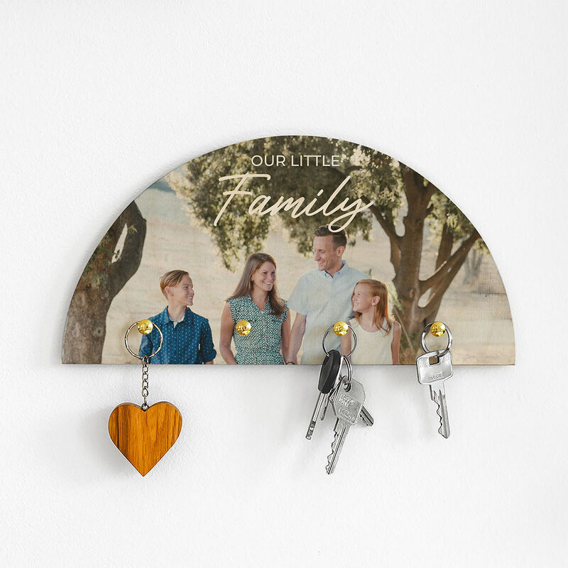 Personalisierbares Holz Schlüsselbrett mit Foto und Text
