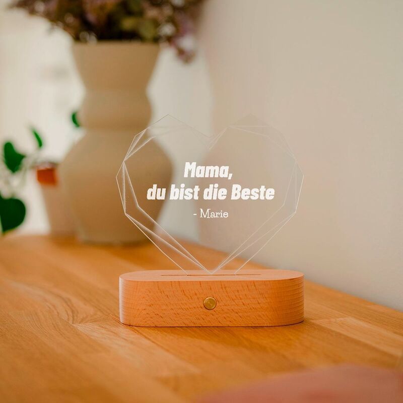 Personalisierbare Herz-Lampe mit Name