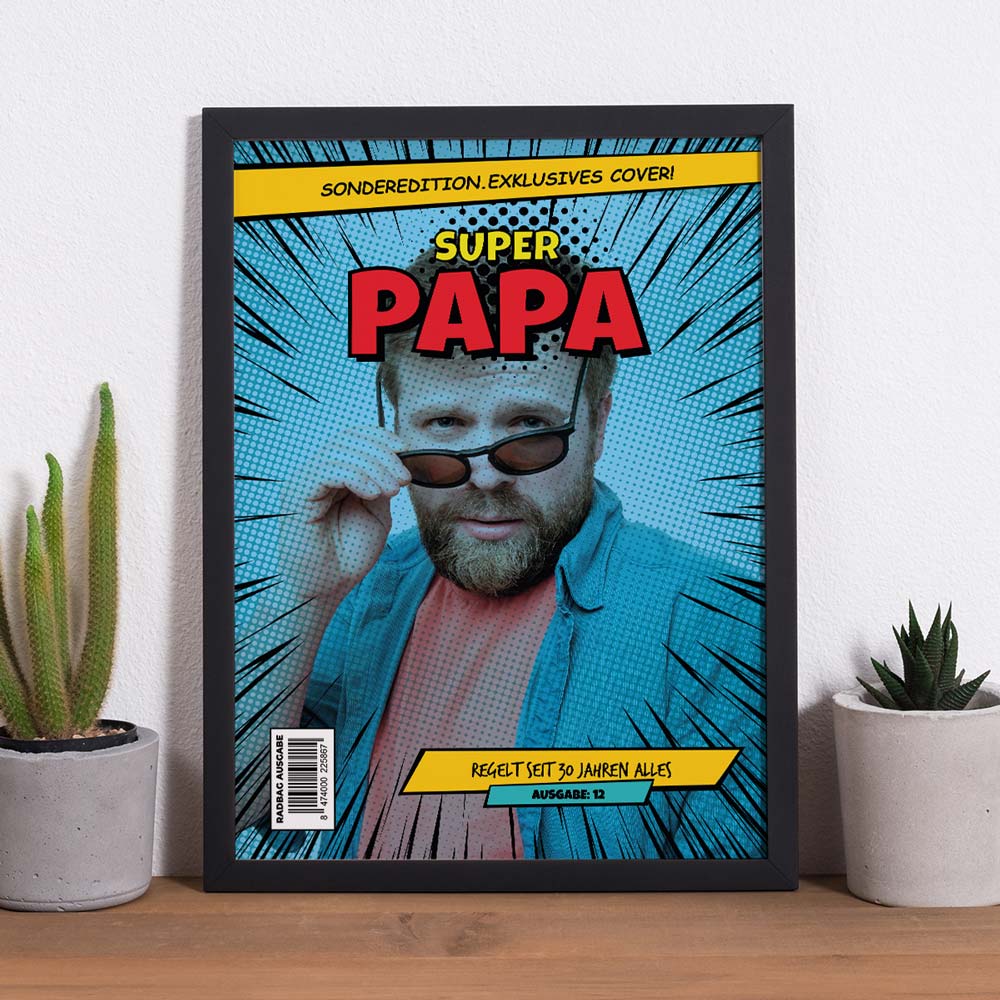 Personalisierbares Poster im Comic-Stil Geschenke für Papa Personalisierbares Poster mit Text und Bild im Comic-Stil